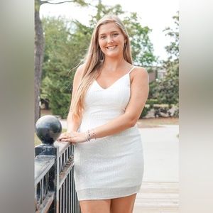 Sequin Sparkly Dress in White by Lulu’s